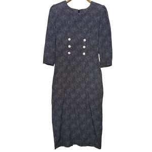 All That Jazz Size 4 Black Polka Dot Pencil Dress Vintage 80s 40s Style Button